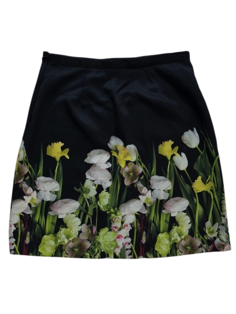 Victoria Beckham Black Pencil Skirt with Floral Hem